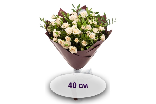 Белые кустовые розы 40 см