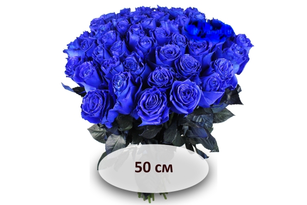 Синяя роза 50 см